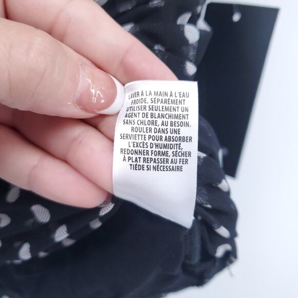 Free Press Retro Rockabilly Modern Chic Polka Dot Crop Top Semi Sheer V-Neck L - Picture 8 of 12